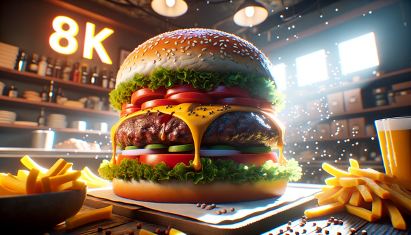 Culinary Luminescence: A Hyper-Realistic Glimpse into Burger Perfection